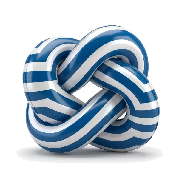 Nodo di corda marinara gonfiabile a righe blu e bianche